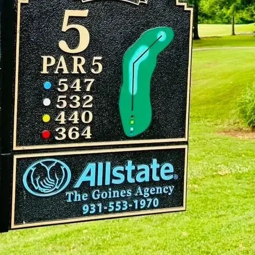 The Goines Agency sponsors the fifth hole at a day on the golf course.